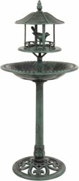 Ornamental Outdoor Garden Bird Bath With Sheltered Feeding Table