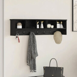 Wall-mounted Coat Rack With Shelf Black Oak 100 X 16 X 26 Cm Vidaxl