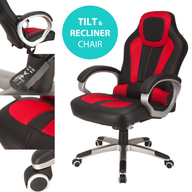 Raygar Office Chair Deluxe Padded Gaming Racing Swivel Seat