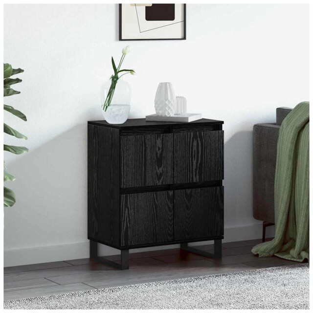 Sideboard Black Oak 60 X 35 X 70 Cm Engineered Wood 4-door Modern