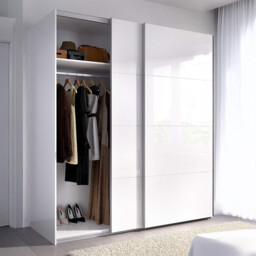 Arm White 2 Door Sliding Wardrobe 150cm Wide Contemporary Design