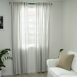 Ikea Adelspinnare Curtains, White/blue Stripes, 145 X 250 Cm -