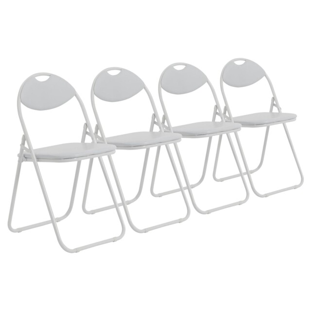 Padded Folding Chairs - White/white - Pack Of 4