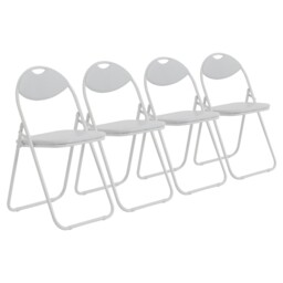 Padded Folding Chairs - White/white - Pack Of 4