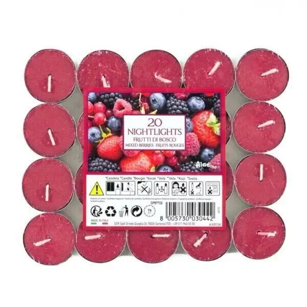 Christmas Nightlights Tea Light Candles X 20 Mixed Berries 7 Hour Long