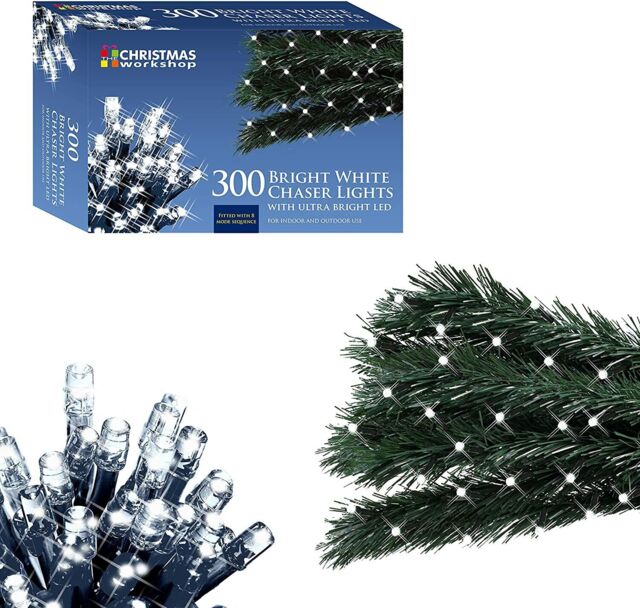 300 Led Chaser Christmas Lights Bright White 77650 Indoor & Outdoor