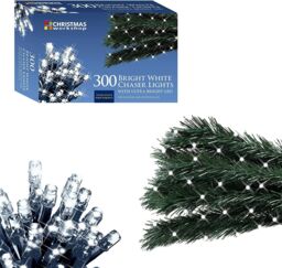 300 Led Chaser Christmas Lights Bright White 77650 Indoor & Outdoor