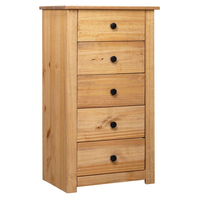 Sideboard 46x40x89 Cm Solid Pine 5-drawer Natural Wood Storage Cabinet