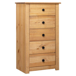 Sideboard 46x40x89 Cm Solid Pine 5-drawer Natural Wood Storage Cabinet