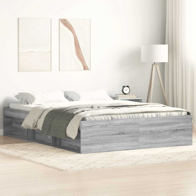 Bed Frame Grey Sonoma 75x190cm Engineered Wood & Solid Pine 6