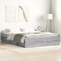 Bed Frame Grey Sonoma 75x190cm Engineered Wood & Solid Pine 6
