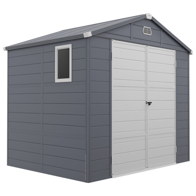 Garden Shed 240x190x228cm Grey Aluminium Frame Plastic Walls Lockable
