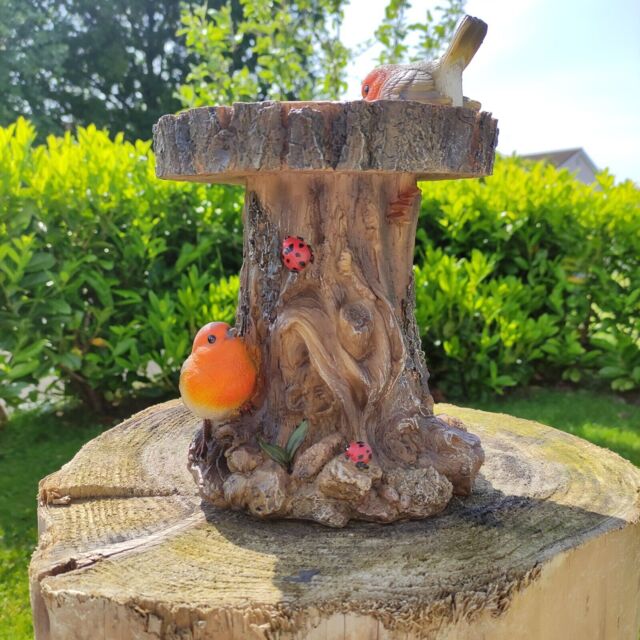 Vivid Arts Tree Trunk Bird Feeder With Robins - Bc-trtk-b