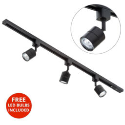Litecraft 1 Metre Kitchen Track Light With 3 Soho Fixture & Led Bulbs