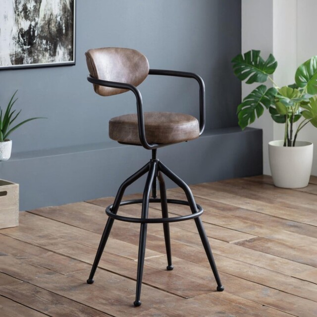 Barbican Barstool - Industrial Barber Chair Design - Adjustable Height