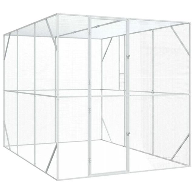 Bird Cage With Storage Anthracite Galvanised Steel Enclosure Pet