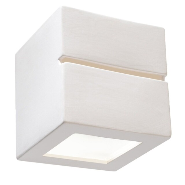 Minimalist Square Wall Lamp Leo Line Ceramic White E27 Sollux Lights