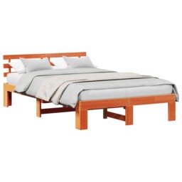 Bed Frame With Headboard Solid Pine Wood Modern Minimalist Style Fixed