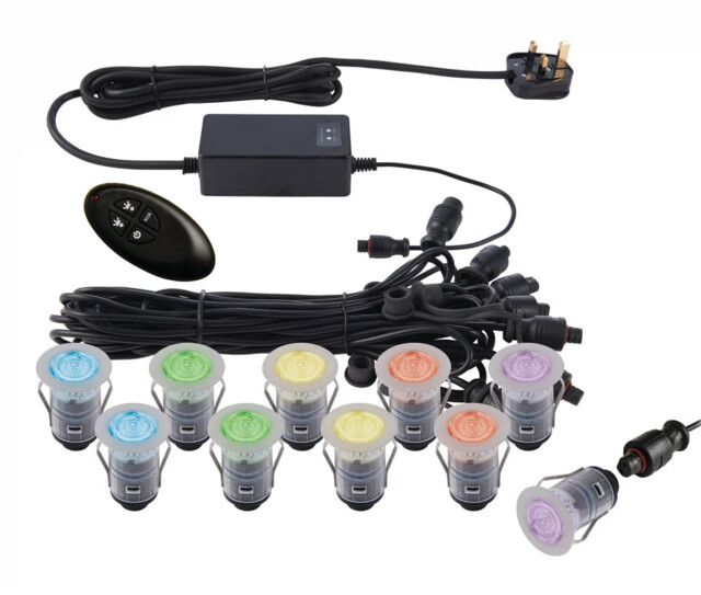 Outdoor Light Silver Ikonpro Led Decking Kit Ip67 25mm Rgb Saxby 59136