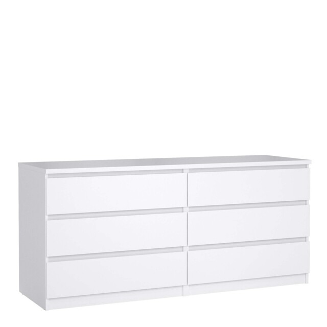 Naia Wide Chest Of 6 Drawers (3+3) In White High Gloss