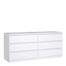 Naia Wide Chest Of 6 Drawers (3+3) In White High Gloss