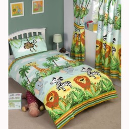 Jungle-tastic Single Duvet Cover Set Kids Bedding Lion Elephant Zebra