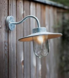 Garden Trading St Ives Swan Neck Galvanised Steel Outdoor Wall Light