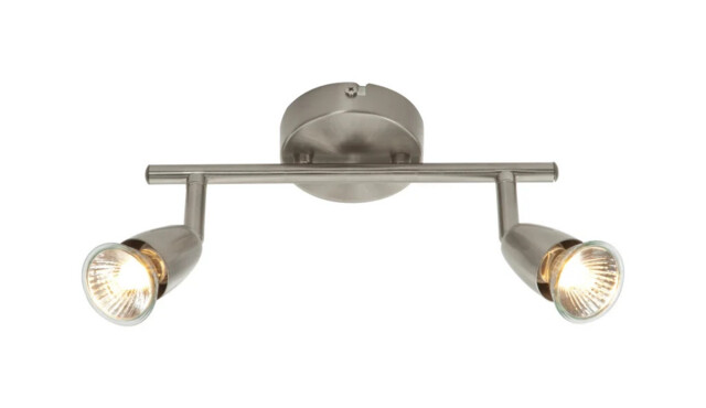 Wall Light Silver Amalfi 2 Spot Bar Satin Nickel Saxby G2521313