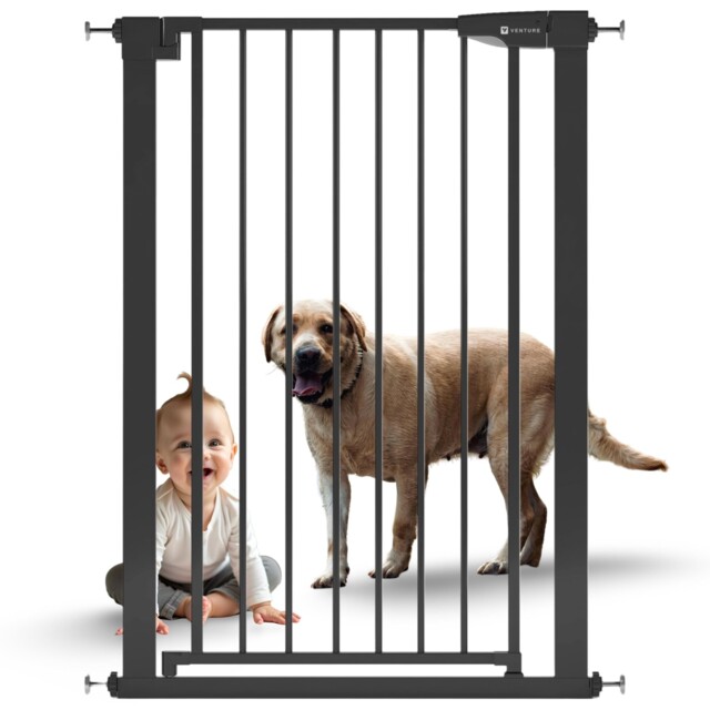Q Fix 110cm 73-80cm Wide Pressure Fit Baby Gate Extra Tall Safety Gate