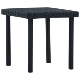 Garden Tea Table Black 40x40x40cm Poly Rattan Steel Frame Outdoor