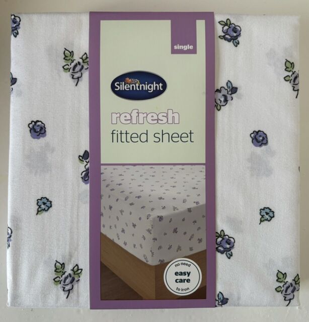Silentnight Refresh Fitted Sheet Single Super Soft White Ditsy Easy