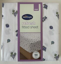 Silentnight Refresh Fitted Sheet Single Super Soft White Ditsy Easy