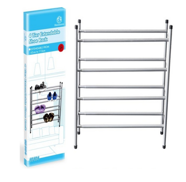 2 3 4 Tier Chrome Frame Stackable Extendable Shoes Rack Storage
