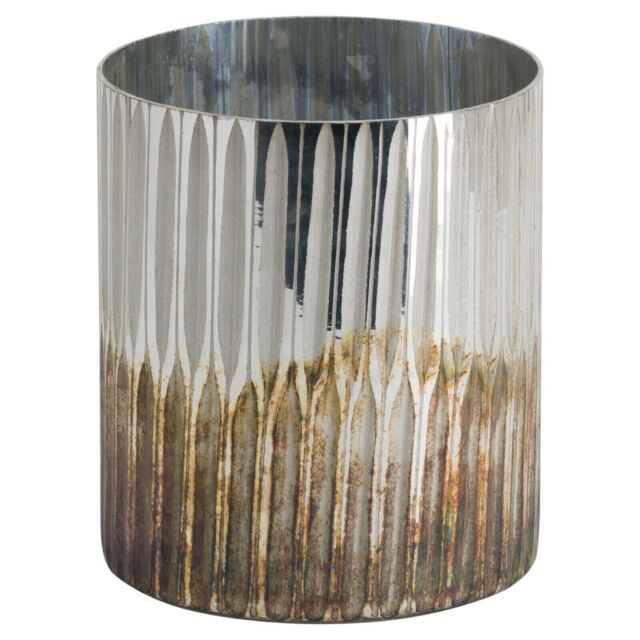 Large Glass Grey And Bronze Ombre Candle Holder - 14cm