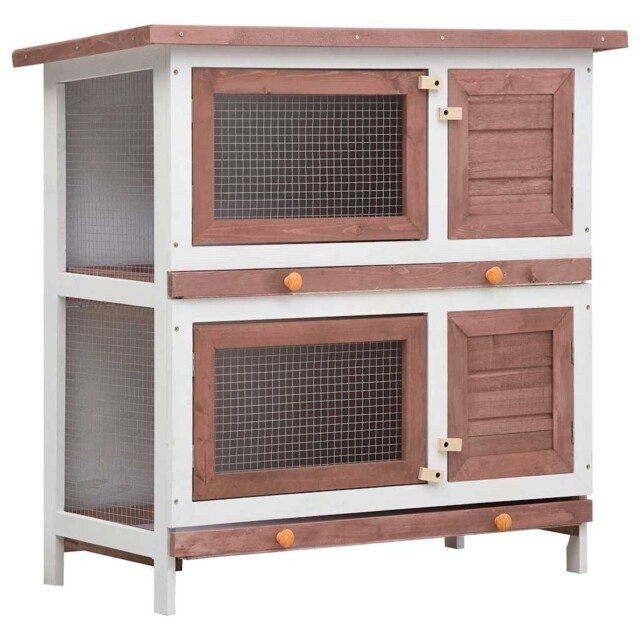 Outdoor Rabbit Hutch 4 Doors Wood Pet House Cage Carrier Multi Colours