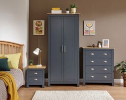 Boxed Lancaster Blue/oak 3 Piece Bedroom Set Ass Option Local Delivery