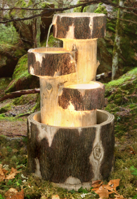 Log Cascading Water Feature Fountain Lights Indoor Outdoor Use H75cm 3