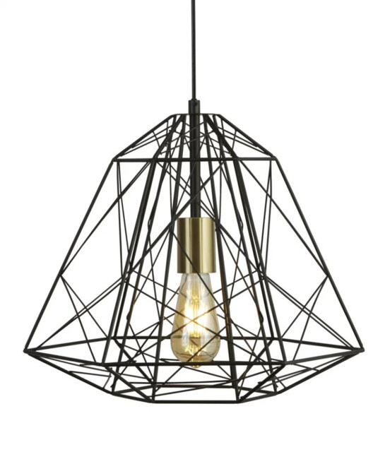 Ceiling Light Black Geometric Cage Matt Searchlight 7271bk