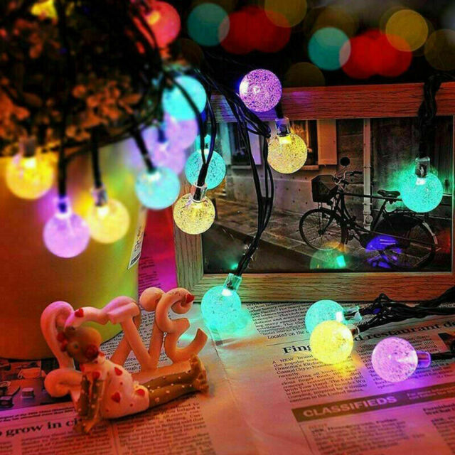 Multicolour 30 Led Solar Powered Retro Crystal Bulb String Lights