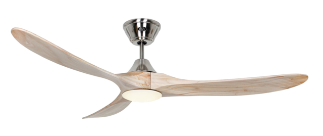 Dc Ceiling Fan With Led And Remote Eco Genuino Matt Chrome & Wood 152