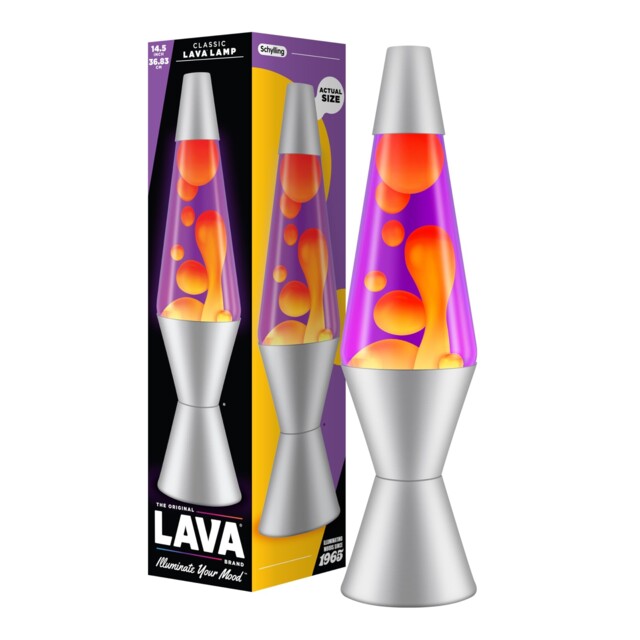 Lava Lamp 2125 Yellow Wax Purple Liquid Silver Base And Cap Original