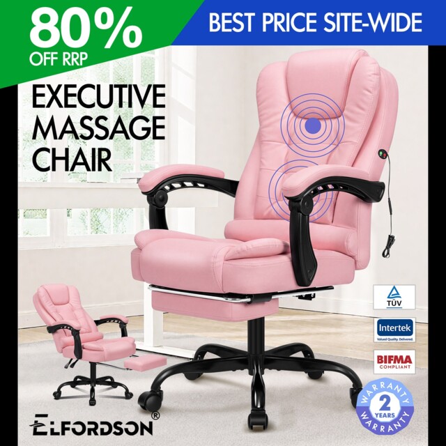 Elfordson Massage Office Chair High Back Padded Recline Footrest
