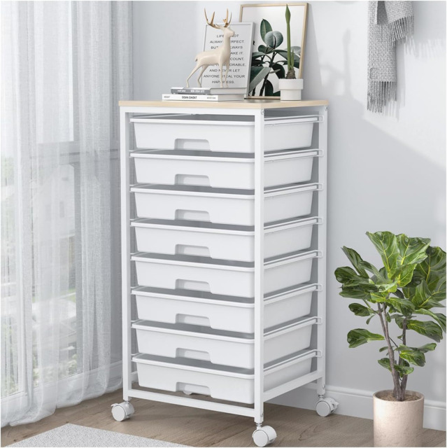 Sykiariol 8 Drawers Rolling Storage Trolley, Utility Storage Cart On