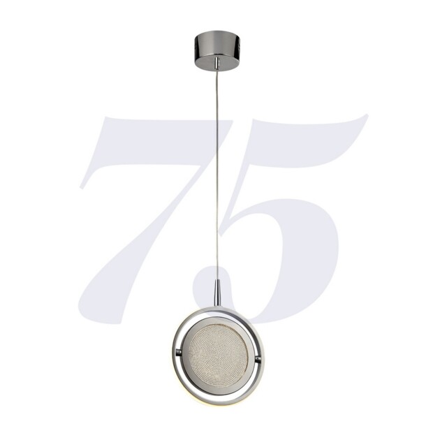 1 Light Led Ring Chrome Finish Ceiling Fitting Pendant With Crystal