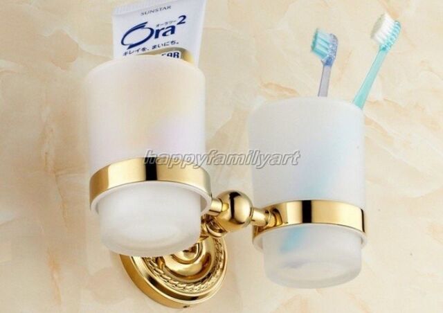 Luxury Gold Color Brass Wall Mounted Bathroom Toothbrush Holder With
