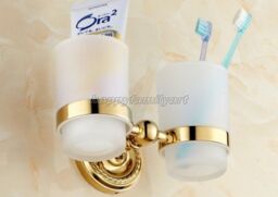 Luxury Gold Color Brass Wall Mounted Bathroom Toothbrush Holder With