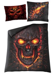 Spiral Skull Blast Double Covet Cover With 2 Uk Pillowcases Black