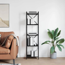 Bookcase Black Oak 40 X 30 X 153 Cm Engineered Wood Vidaxl