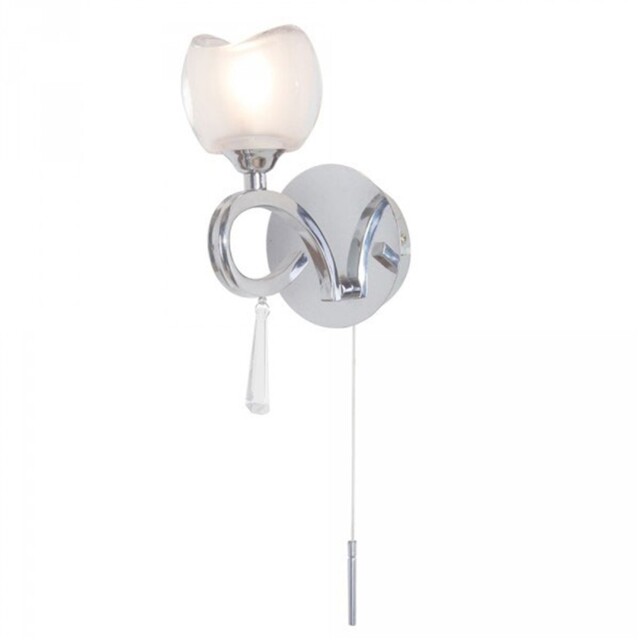 Litecraft Marta Floral Glass Polished Chrome G9 Wall Light With Pull