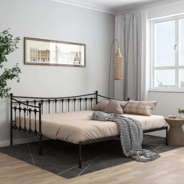 Pull-out Sofa Bed Frame Black Metal 90x200 Cm Vidaxl